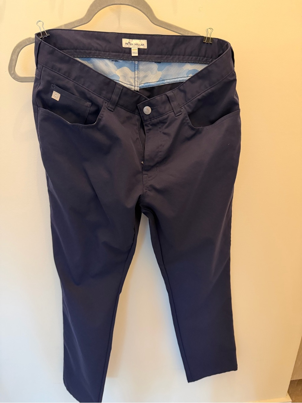Peter Millar Navy Performance Shorts with Light Blue Lining